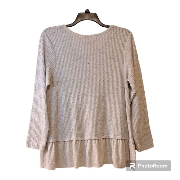 Koolaburra By Ugg Women's Grey Flecked Waffle Knit V-Sweater Top Causal Large - Picture 3 of 13